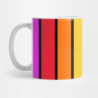 Bright rainbow and black stripes - vertical Mug